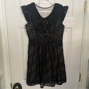 Vintage Dahlia Black Polka dotMini Dress 100% Cotton Small